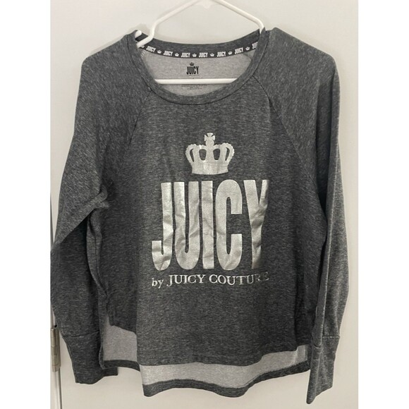 JUICY COUTURE Gray Long Sleeve Crew Neck  Sleepwear Shirt Top Size large crown - Picture 1 of 4